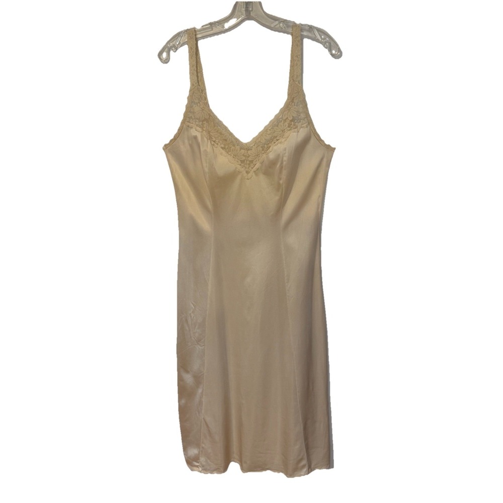 Vintage Fairy Dainty Lace Slip‎ Dress Romantic Cottage Y2K Satiny 80s 90s Sz MED